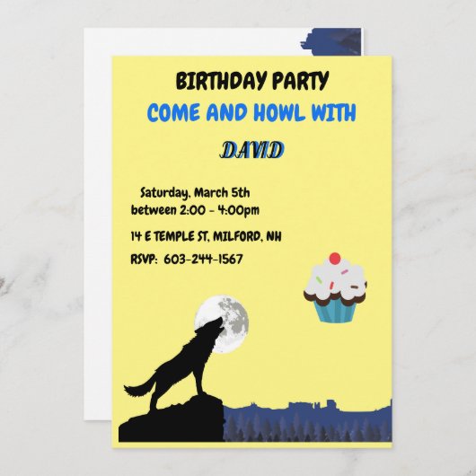Come & "HOWL" Wolf Einladung zum Geburtstag (Vorne/Hinten)