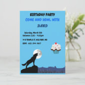 Come & "HOWL" Wolf Einladung zum Geburtstag (Stehend Vorderseite)