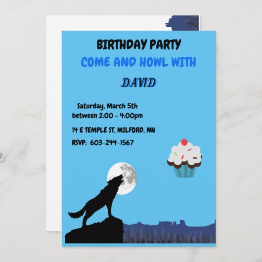 Come & "HOWL" Wolf Einladung zum Geburtstag (Vorne/Hinten)