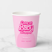 Come On Baby Let's Go Party pink Baby Shower Pappbecher (Rückseite)