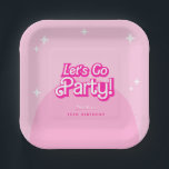 Come On Baby Let's Go Party pink Birthday  Pappteller<br><div class="desc">Hot Pink Girl BirthdayPaper Plates | Retro Birthday Paper Plates  | pink Baby Girl Birthday Paper Plates  | trendy Birthday.</div>
