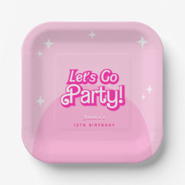 Come On Baby Let's Go Party pink Birthday Pappteller