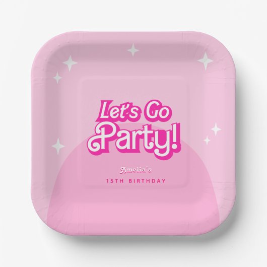 Come On Baby Let's Go Party pink Birthday Pappteller (Vorderseite)