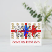 Come on England Three Lions Postcard Postkarte (Stehend Vorderseite)