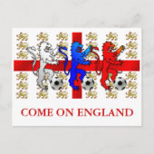 Come on England Three Lions Postcard Postkarte (Vorderseite)
