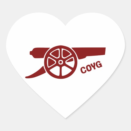 Come On You Gunners COYG Herz-Aufkleber (Vorderseite)