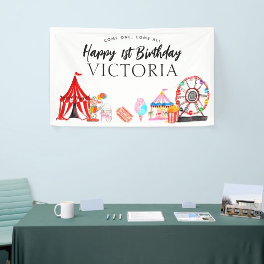 Come One All Carnival Circus Show Kids Birthday Banner (Messeveranstaltung)