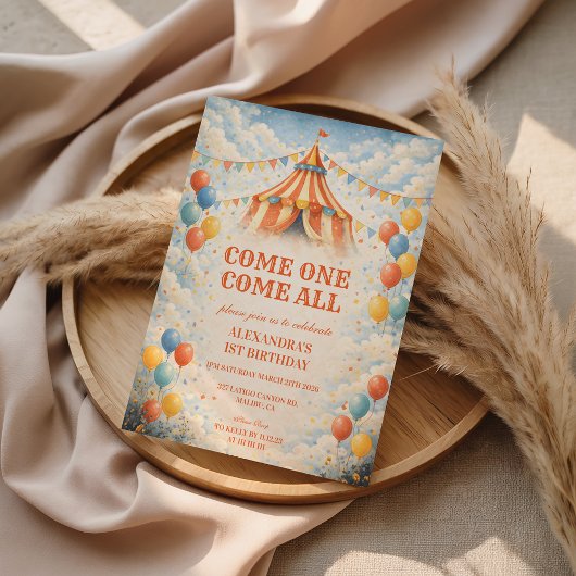 Come One Come All Circus Birthday Einladung