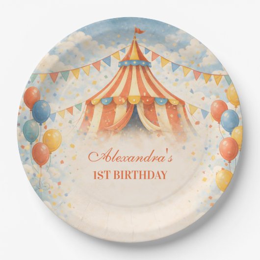 Come One Come All Circus Birthday Pappteller (Vorderseite)