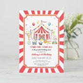 Come One Come All Circus Boy Birthday Invitation Einladung (Stehend Vorderseite)