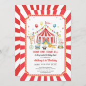 Come One Come All Circus Boy Birthday Invitation Einladung (Vorne/Hinten)