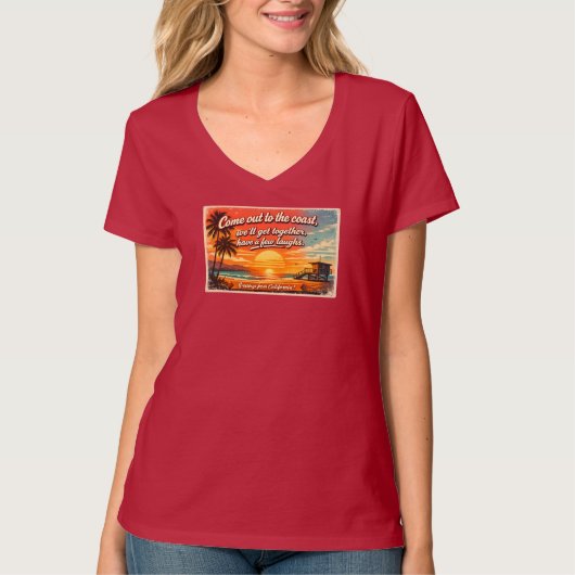 Come Out to the Coast Women's Dark V-Neck T-Shirt (Vorderseite)