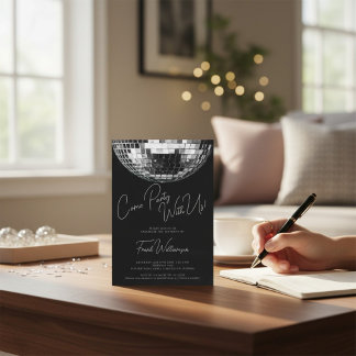 Come Party Black moderne Diskothek Geburtstag Einladung