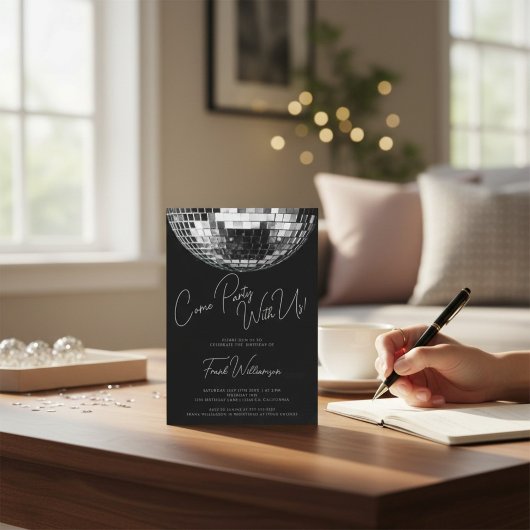 Come Party Black moderne Diskothek Geburtstag Einladung