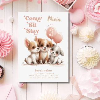 Come Sit Bleibe Girl Puppy Einladung
