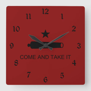 Come & Take It! Texas State battle Flag Quadratische Wanduhr