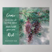 Come Unto Me Scripture Pine Tree Poster (Vorne)