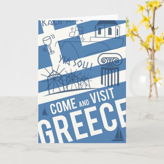 Come Visit Greece Karte (Gelbe Blume)