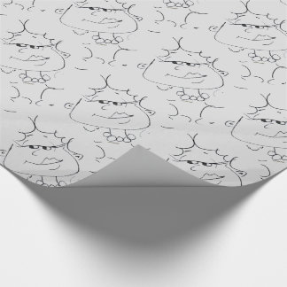 Comedic Female Face (Schwarz und Weiß) Geschenkpapier
