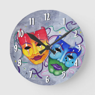 Comedy and Tragedy Round Wall Clock Runde Wanduhr