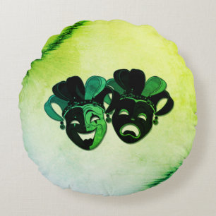 Comedy and Tragedy Theater Design Green Rundes Kissen