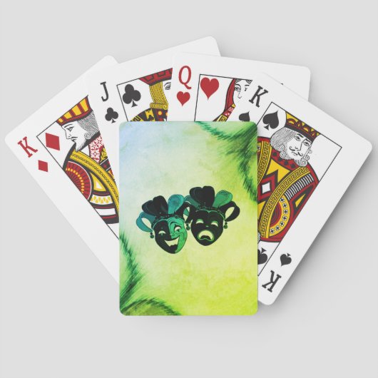 Comedy and Tragedy Theater Design Green Spielkarten (Rückseite)