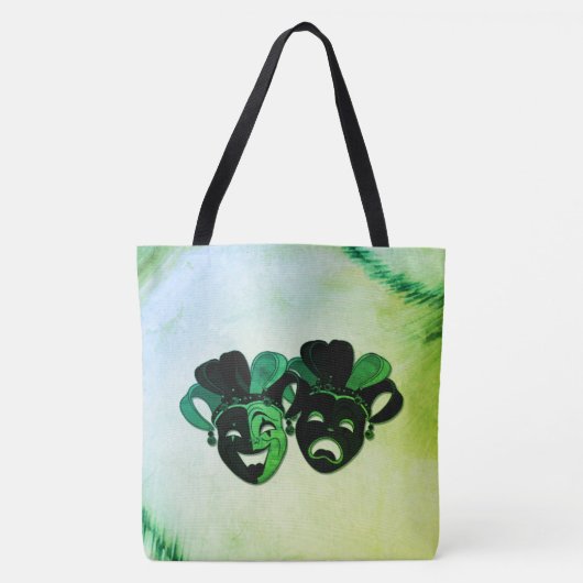 Comedy and Tragedy Theater Design Green Tasche (Vorderseite)