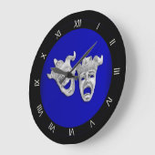 Comedy and Tragedy Theater Masken Cobalt Große Wanduhr (Winkel)