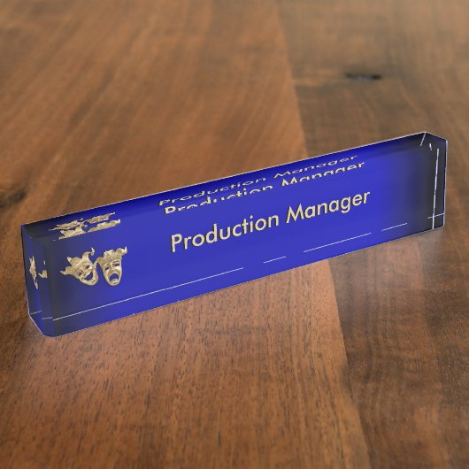 Comedy and Tragedy Theater Masken Cobalt Namensplakette (Seite)