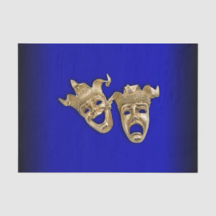 Comedy and Tragedy Theater Masken Cobalt Seidenpapier
