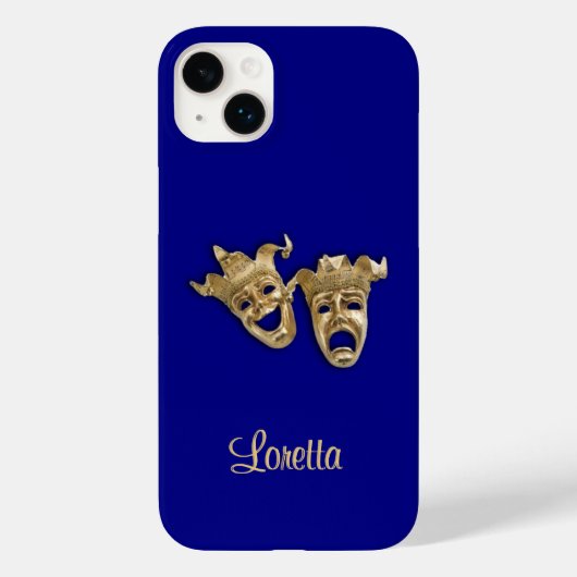 Comedy and Tragedy Theater Monogram Cobalt Case-Mate iPhone Hülle (Rückseite)