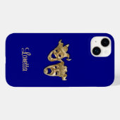 Comedy and Tragedy Theater Monogram Cobalt Case-Mate iPhone Hülle (Rückseite (Horizontal))