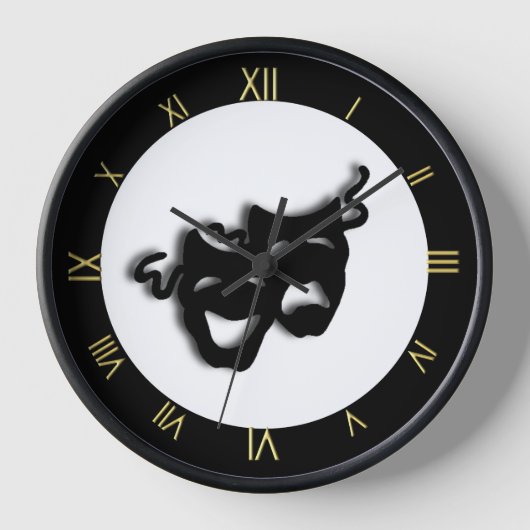 Comedy and Tragedy Theater Wall Clock Wanduhr (Vorderseite)