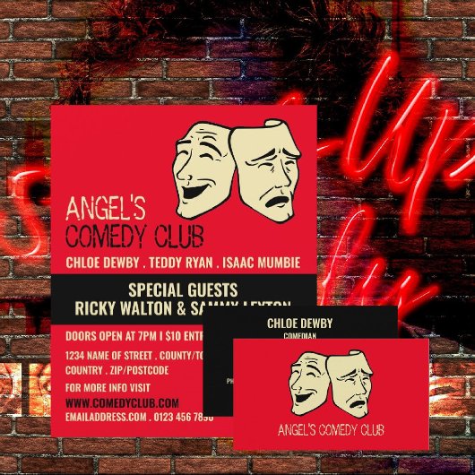 Comedy Mask, Comedian, Comedy Club Werbung Flyer