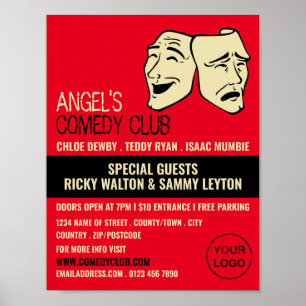 Comedy Mask, Comedian, Comedy Club Werbung Poster