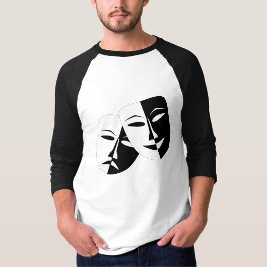 Comedy Tragedy Black and White Theater Mask T-Shi T-Shirt (Vorderseite)