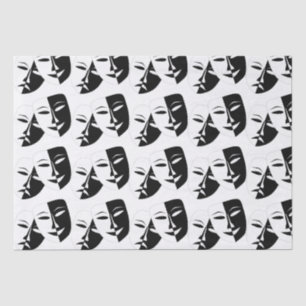 Comedy Tragedy Black and White Theater Mask Tissu Seidenpapier