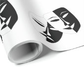 Comedy Tragedy Black and White Theater Mask Wrappi Geschenkpapier (Rolleneckpunkt)