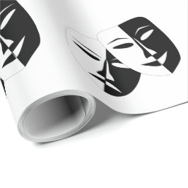Comedy Tragedy Black and White Theater Mask Wrappi Geschenkpapier