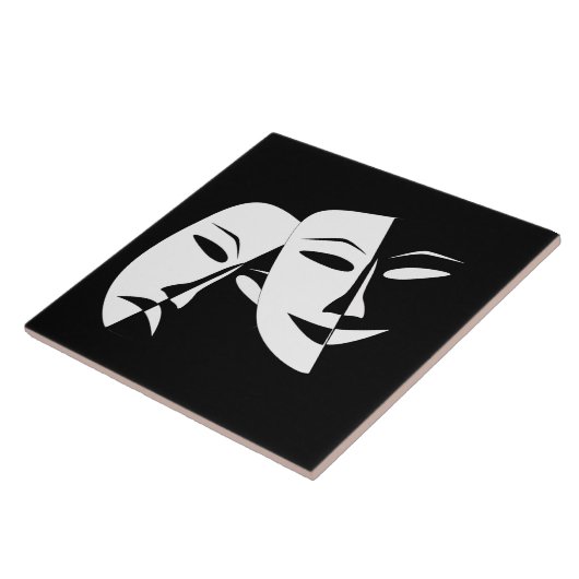 Comedy Tragedy Black and White Theater Maske Fliese (Seite)