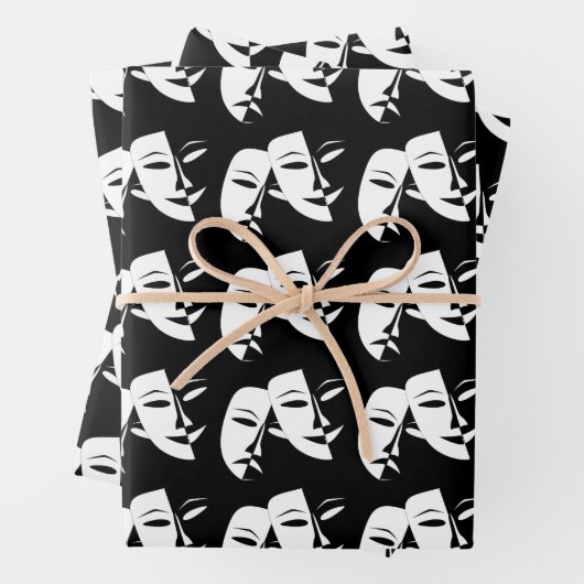 Comedy Tragedy Black and White Theater Maske Geschenkpapier Set (Beispiel)