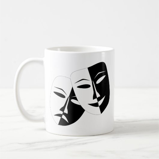 Comedy Tragedy Black and White Theater Maske Kaffeetasse (Links)