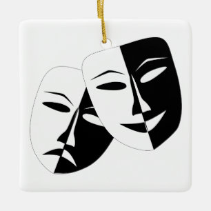 Comedy Tragedy Black and White Theater Maske Keramikornament
