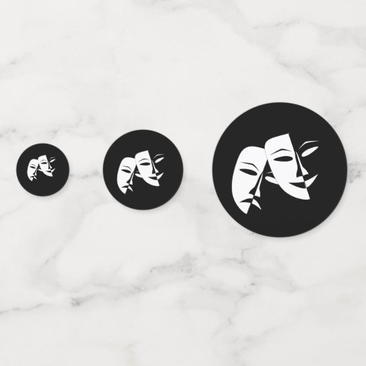Comedy Tragedy Black and White Theater Maske Konfetti (Vorderseiten)