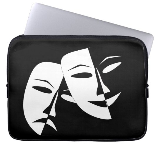 Comedy Tragedy Black and White Theater Maske Laptopschutzhülle (Vorderseite)