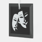 Comedy Tragedy Black and White Theater Maske Ornament Aus Glas (Vorderseite links)