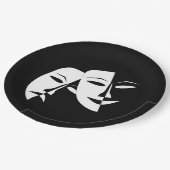 Comedy Tragedy Black and White Theater Maske Pappteller (Schrägansicht)