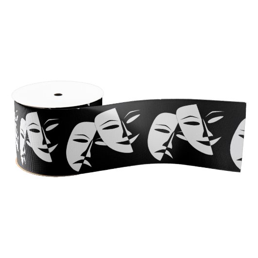 Comedy Tragedy Black and White Theater Maske Ripsband (Spule)