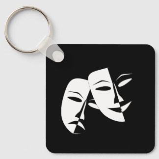 Comedy Tragedy Black and White Theatre Mask Keycha Schlüsselanhänger