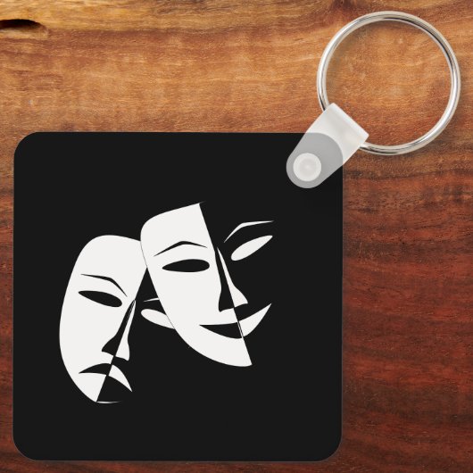 Comedy Tragedy Black and White Theatre Mask Keycha Schlüsselanhänger (Rückseite)
